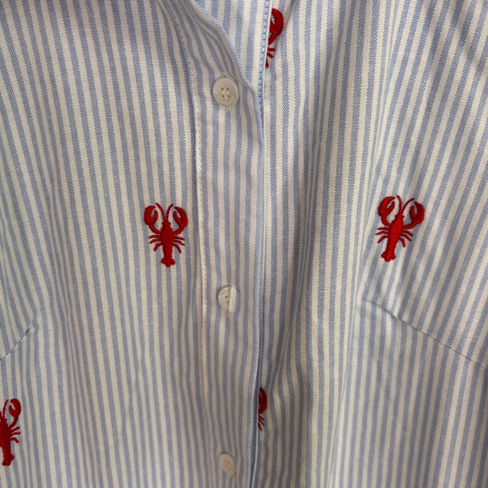 Kiel James Patrick Dress Womens Sz XS Lobster Coastal Button Up Cotton Crawfish - Picture 7 of 13